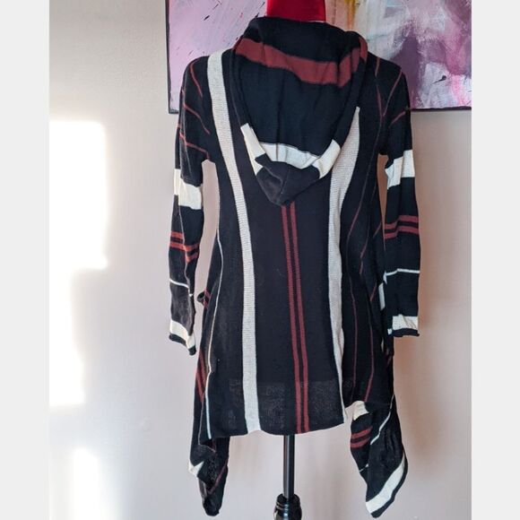 Charlotte Russe Navy Striped Long Cardigan Size Small - Picture 2 of 5